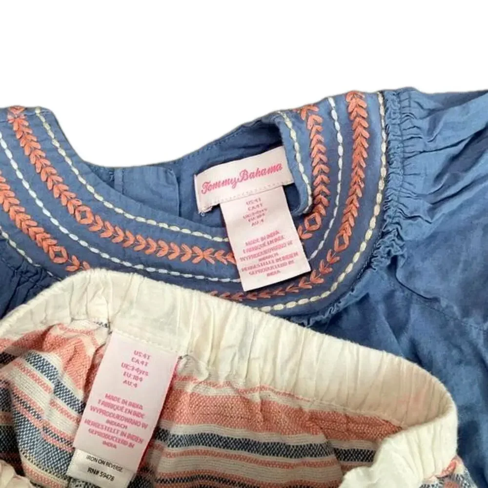 Tommy Bahama Girls Shirt Short 2 Piece Set Size 4T EUC